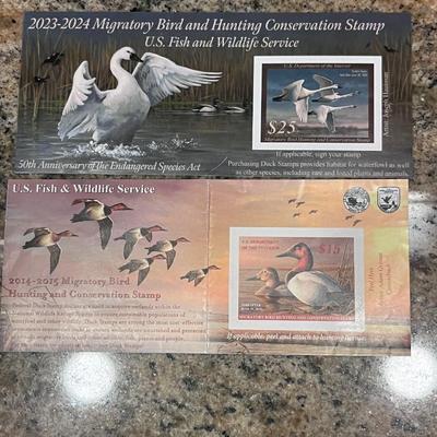 2023-2024 & 2014-2015 US FISH & WILDLIFE MIGRATORY BIRD HUNTING AND CONSERVATION STAMPS