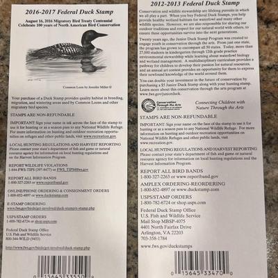 2012-2013 & 2016-2017 US FISH & WILDLIFE MIGRATORY BIRD HUNTING AND CONSERVATION STAMPS