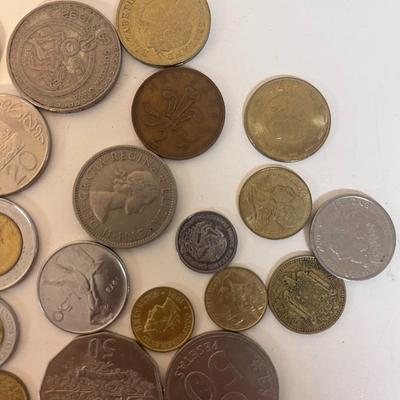 A VARIETY OF FOREIGN COINS