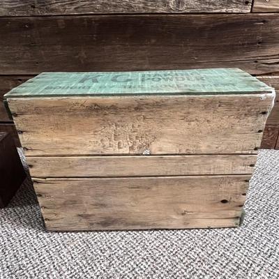 WOODEN KC BAKING POWDER CRATE "MILLIONS OF POUNDS BOUGHT BY THE GOVERNMENT"