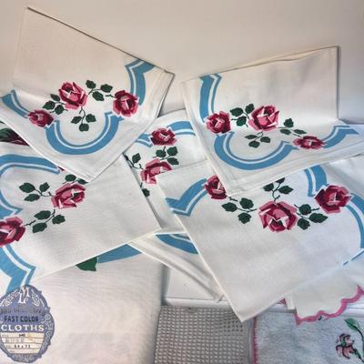 FINE LINEN TABLECLOTH AND NAPKINS, TEA TOWELS, DOILIES AND MORE