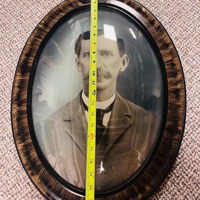 ANTIQUE PICTURE OF REVEREND JAMES STANTON IN AN ANTIQUE CURVED GLASS FRAME