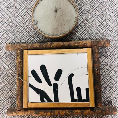 PINE TREE LIMB FRAME WITH OLD PHOTO AND A SW THEMED WALL ART