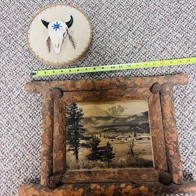 PINE TREE LIMB FRAME WITH OLD PHOTO AND A SW THEMED WALL ART