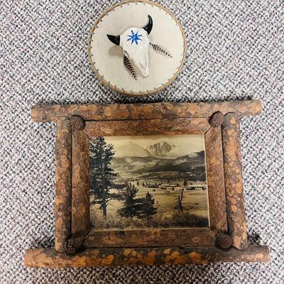 PINE TREE LIMB FRAME WITH OLD PHOTO AND A SW THEMED WALL ART