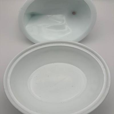 Milk Glass Hen on Nest Covered Glass