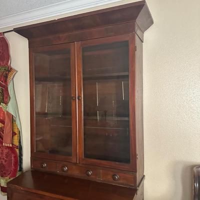 Antique Secretary Desk with Glass - Front Hutch