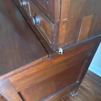 Antique Secretary Desk with Glass - Front Hutch