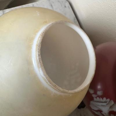 Vintage Electrified Parlor Lamp with Hand-Painted Floral Glass