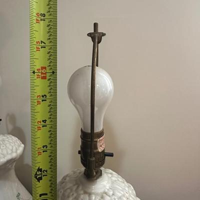 Pair of Belleek Irish Porcelain Table Lamps with Shamrock Decoration