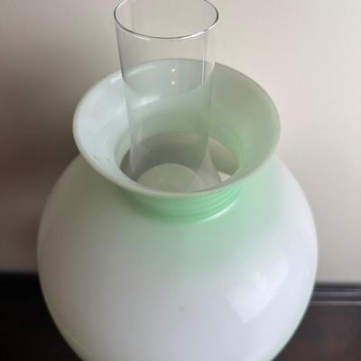 Vintage Electrified Parlor Lamp with Hand-Painted Glass Shade