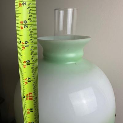 Vintage Electrified Parlor Lamp with Hand-Painted Glass Shade