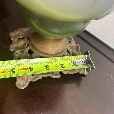 Vintage Electrified Parlor Lamp with Hand-Painted Glass Shade