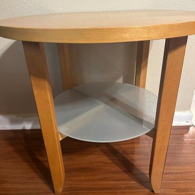 Wood Side Table with Lower Shelf