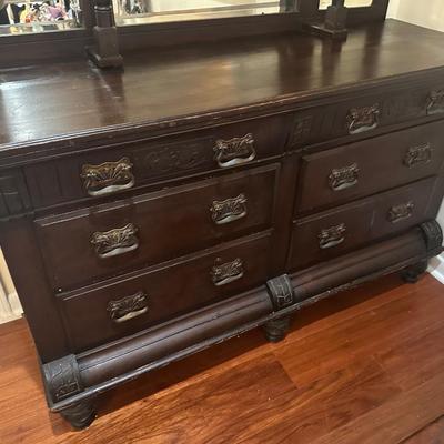 Victorian Revival Style Dresser with Mirror
