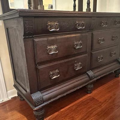 Victorian Revival Style Dresser with Mirror