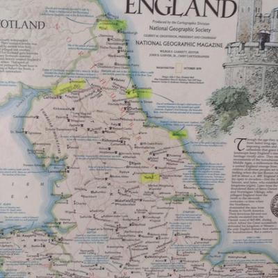 Print of Medieval England Map and History Choice D