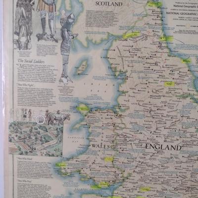 Print of Medieval England Map and History Choice D