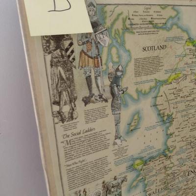 Print of Medieval England Map and History Choice D