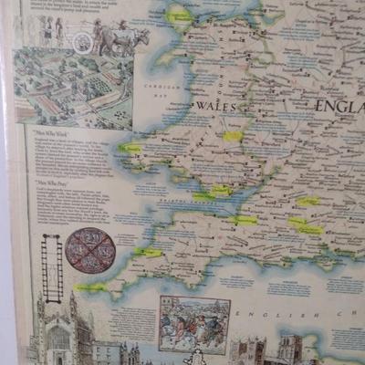 Print of Medieval England Map and History Choice D