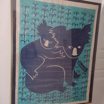 Framed Hand Printed Australian Koala Art Choice E