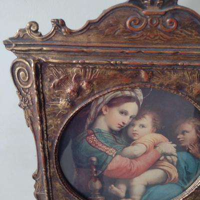 Vintage Framed Art Plaque 'Madonna della Seggiola' by Raphael Choice I