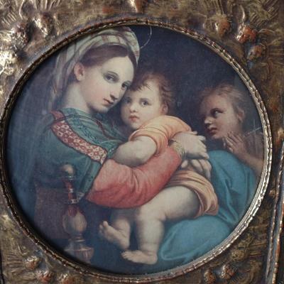 Vintage Framed Art Plaque 'Madonna della Seggiola' by Raphael Choice I