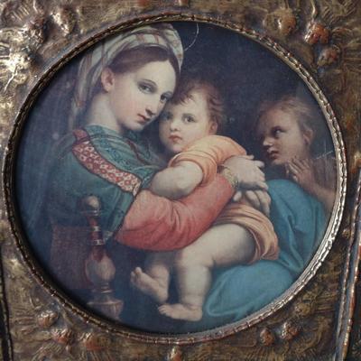 Vintage Framed Art Plaque 'Madonna della Seggiola' by Raphael Choice I