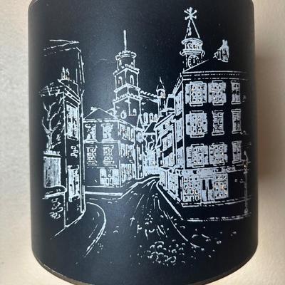 Figural Town Crier Table Lamp with Decorative Black Shade