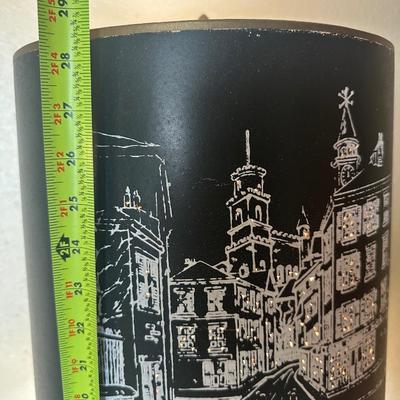 Figural Town Crier Table Lamp with Decorative Black Shade