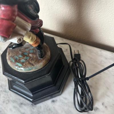 Figural Town Crier Table Lamp with Decorative Black Shade