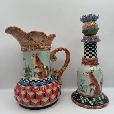 Fitz and Floyd Fox and Hare Decanter and Pitcher