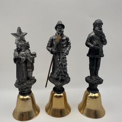 Set of Three Michael Ricker Figural Christmas Handbells