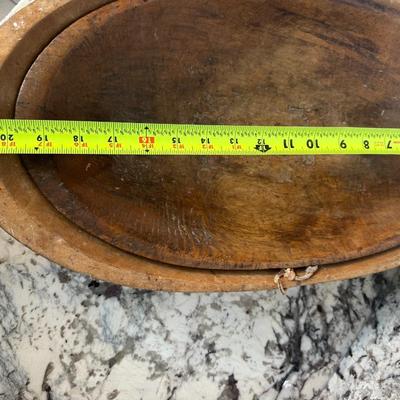 Pair of Large Oval Wooden Dough Bowls