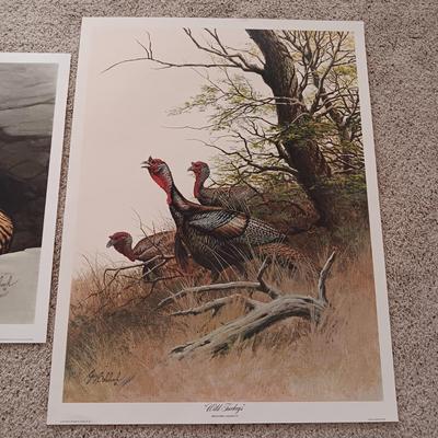 "WILD TURKEYS" AND "BENGAL BRACE" LITHOGRAPH BY GUY COHELEACH