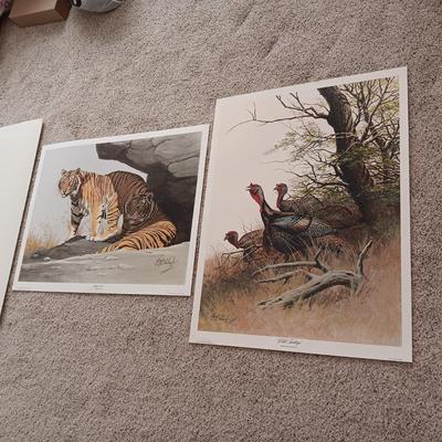 "WILD TURKEYS" AND "BENGAL BRACE" LITHOGRAPH BY GUY COHELEACH