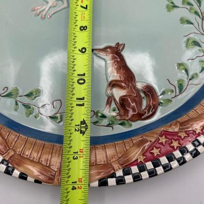 Fitz and Floyd Hand-Painted Woodland Platters with Fox & Rabbit