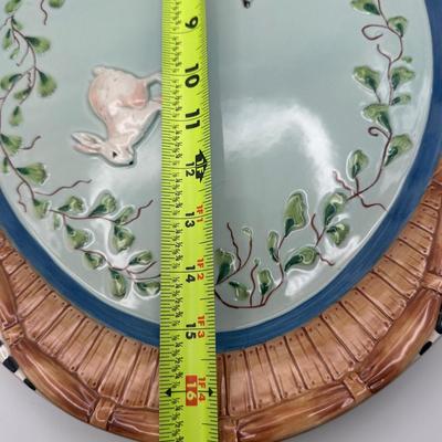 Fitz and Floyd Hand-Painted Woodland Platters with Fox & Rabbit