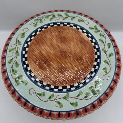 Fitz and Floyd Hand-Painted Woodland Platters with Fox & Rabbit
