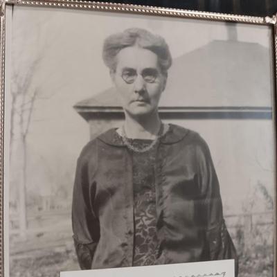 ANTIQUE GRAVE MARKER AND A MEMBER OF THE WOMAN'S CHRISTIAN TEMPERANCE UNION