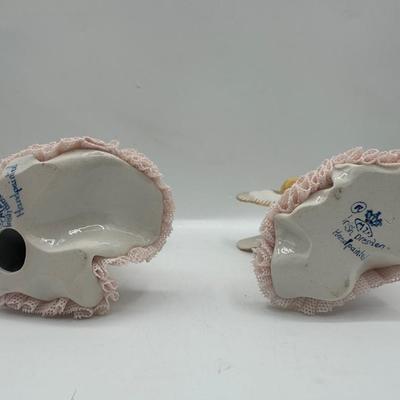 Pair of Irish Dresden Hand-Painted Porcelain Angel Figurines