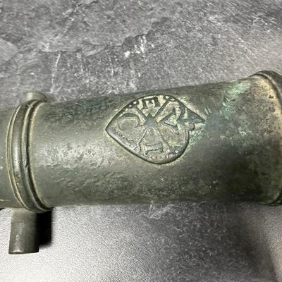 Sale Photo Thumbnail #127: The large one is 13.5 inches long
It  has a VEIC stamp, Penang coin from the late 1700s.
The bore hole is 20 mm, it is 62 mm at the widest external point on the barrel.