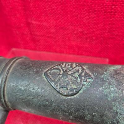 Sale Photo Thumbnail #125: The large one is 13.5 inches long
It  has a VEIC stamp, Penang coin from the late 1700s.
The bore hole is 20 mm, it is 62 mm at the widest external point on the barrel.