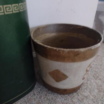 Set of Three Vintage Waste Cans Metal and Composite