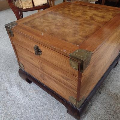 Vintage Bassett Chinoiserie Three Drawer Chest with Brass Accents