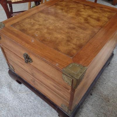 Vintage Bassett Chinoiserie Three Drawer Chest with Brass Accents