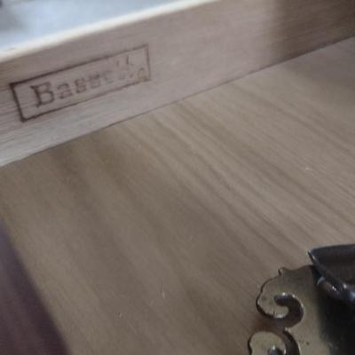 Vintage Bassett Chinoiserie Three Drawer Chest with Brass Accents