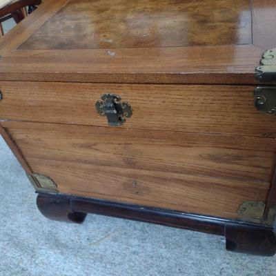Vintage Bassett Chinoiserie Three Drawer Chest with Brass Accents