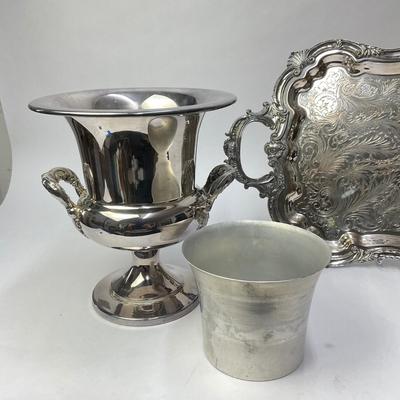 268 Silver Plated Wine Cooler and Tray