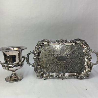 268 Silver Plated Wine Cooler and Tray